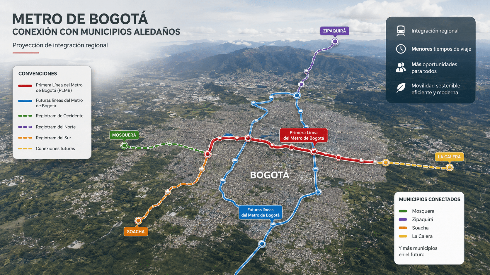Conexión del Metro de Bogotá con municipios aledaños